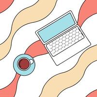 Abstract digital art featuring glossy waves and shapes representing remote work in a flexible workspace Clean Set 2 vector