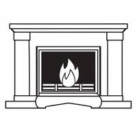 Abstract glowing digital fireplace with person sipping hot cocoa Clean vector