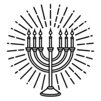 Abstract glowing Hanukkah menorah with shimmering light trails Clean vector