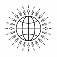 Abstract glowing globe surrounded by digital human figures for Human Rights Day Clean vector