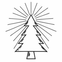 Abstract glowing person decorating a winter tree with lights Clean vector