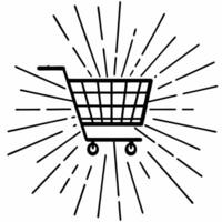 Abstract glowing shopping cart with digital particles Clean vector