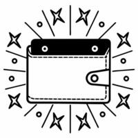 Abstract glowing wallet with discount and sale elements Clean vector