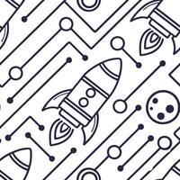 Abstract seamless pattern featuring futuristic symbols and circuit like patterns creating a dynamic high tech grid design Clean Set 2 vector