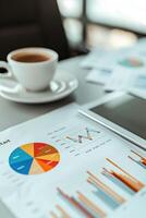 Professional Workspace with Financial Documents and Technology for Efficient Business Management photo