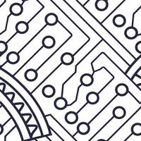 Abstract techno circuits tile design with interlaced digital schematics and circuit motifs isolated white balance delivering futuristic dynamic composition Clean vector