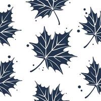 Abstract watercolor maple leaves seamless pattern with splashes and drips on white background Clean vector