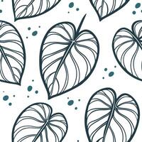Abstract watercolor Pilea seamless pattern with splashes and drips on white background Clean vector