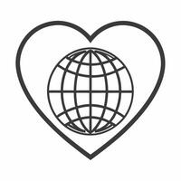 A glowing heart and globe floating together symbolizing global love and human rights Clean vector
