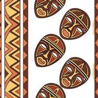African tribal masks and vibrant patterns seamless tile pattern with earthy color palette Clean vector