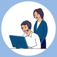 AI Driven Customer Support Interaction Clean vector