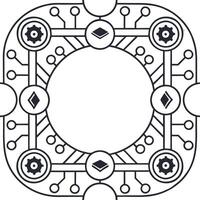 AI Circuitry and Financial Icons Frame Clean vector