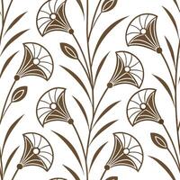 Art deco buttercup seamless pattern with metallic accents and geometric elements on white Clean vector