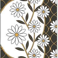 Art Deco daisy seamless tile pattern with symmetrical daisy motifs and gold accents for glamorous interiors Clean vector