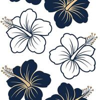 Art Deco hibiscus seamless tile pattern with symmetrical hibiscus motifs and gold accents for glamorous interiors Clean vector
