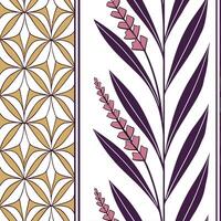 Art deco heather seamless pattern with metallic accents and geometric elements on white Clean vector