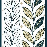 Art Deco leaf repeat seamless tile pattern with geometric leaf elements and metallic accents for luxurious interior designs Clean vector