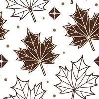 Art deco maple leaves seamless pattern with metallic accents and geometric elements on white Clean vector