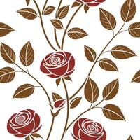 Art Deco rose seamless tile pattern with symmetrical rose motifs and gold accents for luxurious interiors Clean Set 2 vector