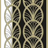 Art Deco seamless pattern with retro circles and gold accents on black background Clean vector
