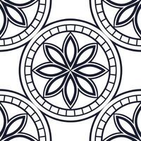 Art deco vintage medallion seamless tile pattern geometric symmetry on white background perfect for stylish spaces Clean vector