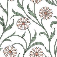 Art Nouveau daisy seamless tile pattern with flowing lines and pastel colors ideal for elegant dining rooms Clean vector