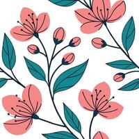 Artistic spring floral seamless pattern with textured details and bright color pops for creative projects Clean vector