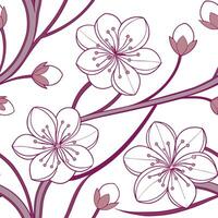Art Nouveau cherry blossom seamless tile pattern with flowing lines and pastel colors ideal for elegant dining rooms Clean vector