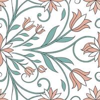 Art Nouveau floral mandala seamless tile pattern with flowing lines and pastel colors ideal for elegant dining rooms Clean vector