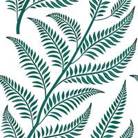 Art Nouveau fern seamless tile pattern with flowing fern vines and intricate leaf details in emerald green tones for artistic interiors Clean Set 2 vector