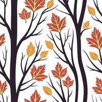 Autumn forest silhouette seamless tile pattern with dark trees and vibrant fall colors Clean vector