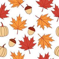 Autumn foliage seamless tile pattern with falling leaves cozy tones and pumpkin spice vibes Clean vector