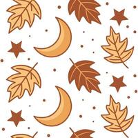 Autumn harvest moons and stars seamless tile pattern with warm rustic tones Clean vector