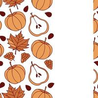 Autumn harvest fruits seamless tile pattern with apples pears and grapes in warm tones Clean vector