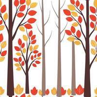 Autumn forest seamless tile pattern with towering trees and colorful foliage for woodland themed spaces Clean Set 2 vector