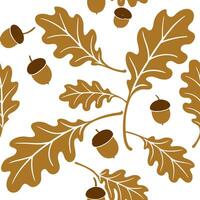 Autumn harvest seamless pattern with golden leaves and acorn clusters for an elegant seasonal design Clean vector