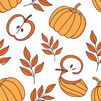 Autumn seamless pattern with apples pumpkins and fall leaves for a warm and inviting harvest design Clean vector