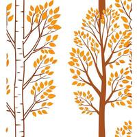Autumn trees seamless tile pattern with vibrant maple and oak leaves for warm home decor Clean Set 2 vector