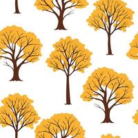 Autumn trees seamless tile pattern with vibrant maple and oak leaves for warm home decor Clean Set 4 vector