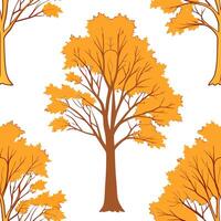 Autumn trees seamless tile pattern with vibrant maple and oak leaves for warm home decor Clean Set 3 vector