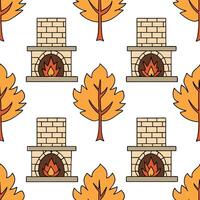 Autumn warmth seamless tile pattern with cozy blankets and golden maple leaves for inviting home decor Clean Set 9 vector