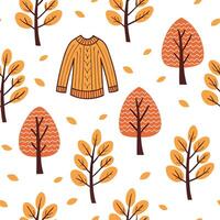 Autumn warmth seamless tile pattern with cozy blankets and golden maple leaves for inviting home decor Clean Set 7 vector