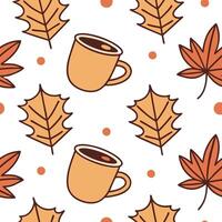 Autumn warmth seamless tile pattern with cozy blankets and golden maple leaves for inviting home decor Clean Set 14 vector
