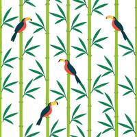 Bamboo and birds seamless pattern lively isolated white background ideal for nature themed textiles branding packaging Clean vector