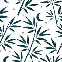 Bamboo and moons seamless pattern dreamy isolated white background ideal for mystical textiles branding packaging Clean vector