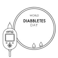 Blue circle and glucose meter border frame with World Diabetes Day text Clean vector