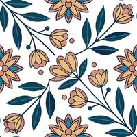 Bohemian blossom seamless tile pattern with eclectic blooms and vibrant hues perfect for creative spaces Clean vector