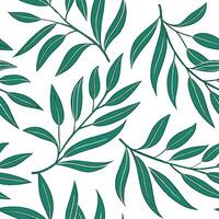 Bohemian eucalyptus seamless tile pattern with vibrant green stems and intricate leaf details on white background ideal for eclectic spaces Clean vector