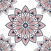 Bohemian floral mandala seamless tile pattern with colorful petals and intricate details on white background ideal for eclectic spaces Clean vector