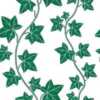 Bohemian ivy seamless tile pattern with vibrant green vines and intricate leaf details on white background ideal for eclectic spaces Clean vector